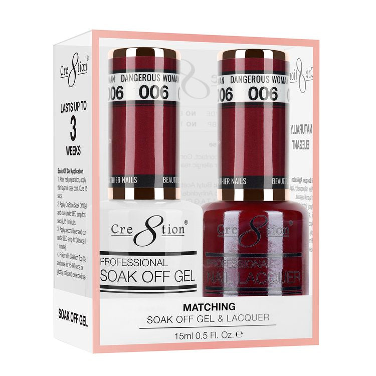 Cre8tion Duo | Matching Color Gel & Nail Lacquer #006 Dangerous Woman