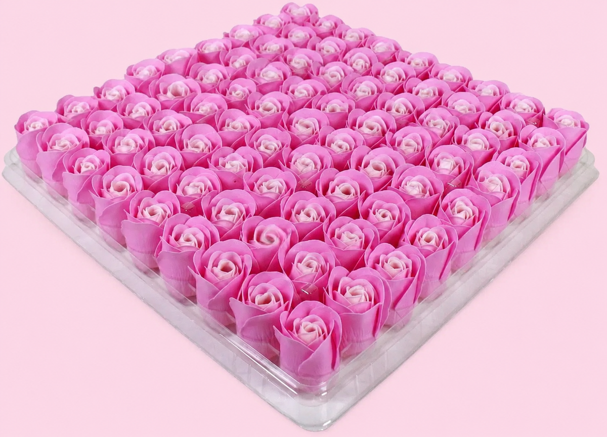 Manicure Pedicure Bath Soap Rose Flower Nail Hand & Feet -Multi Light Pink - 81pcs