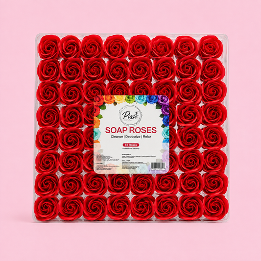 Manicure Pedicure Bath Soap Rose Flower Nail Hand & Feet - Red - 81pcs