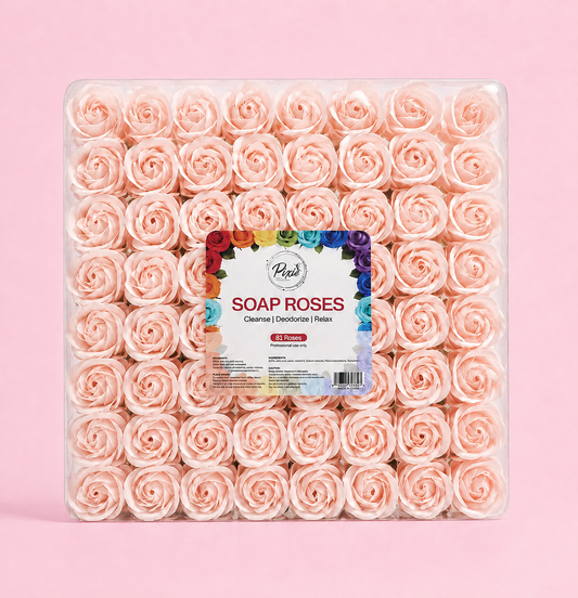 Manicure Pedicure Bath Soap Rose Flower Nail Hand & Feet - Light Pink - 81pcs