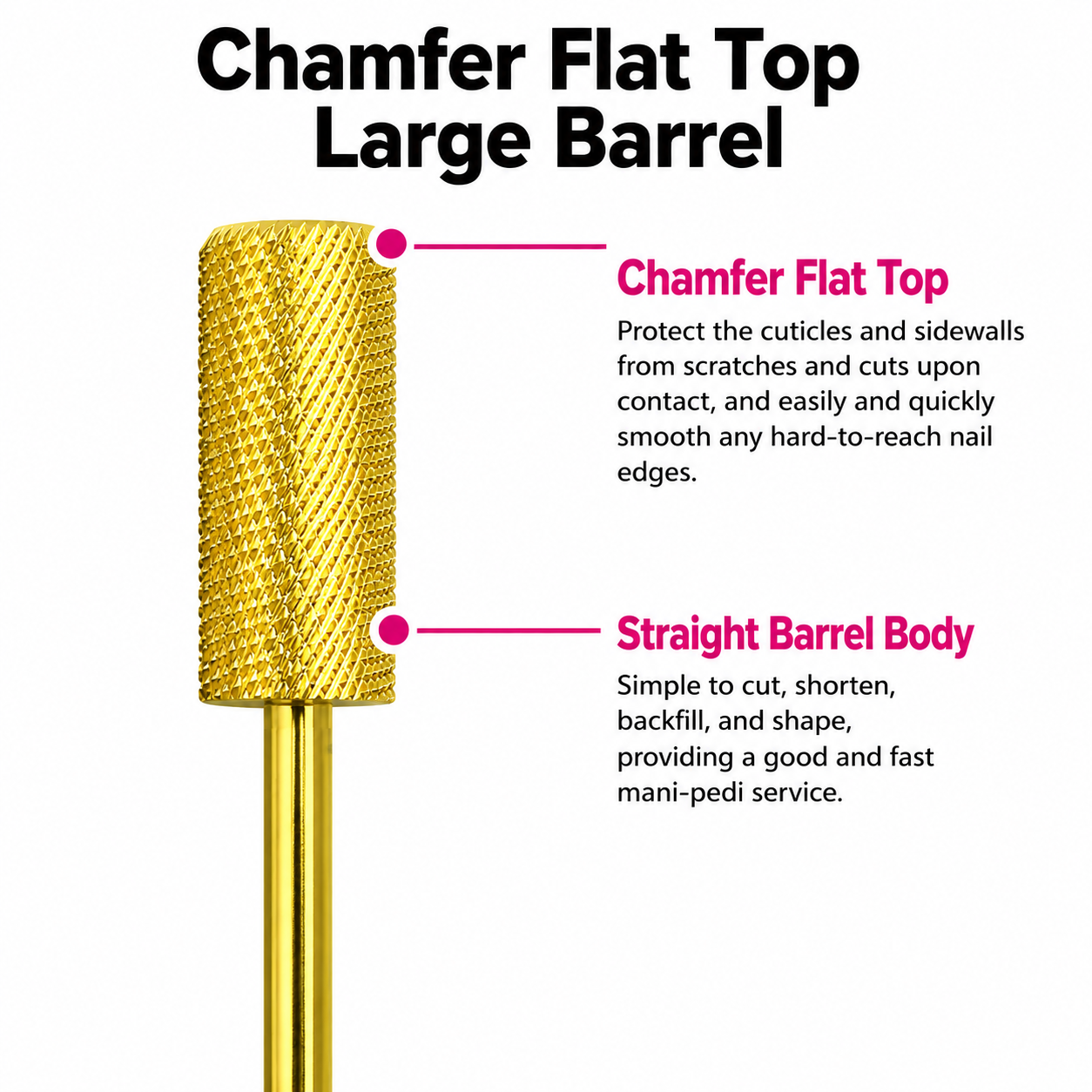 FINE (F)- LARGE CHAMFER TOP BARREL NAIL BIT