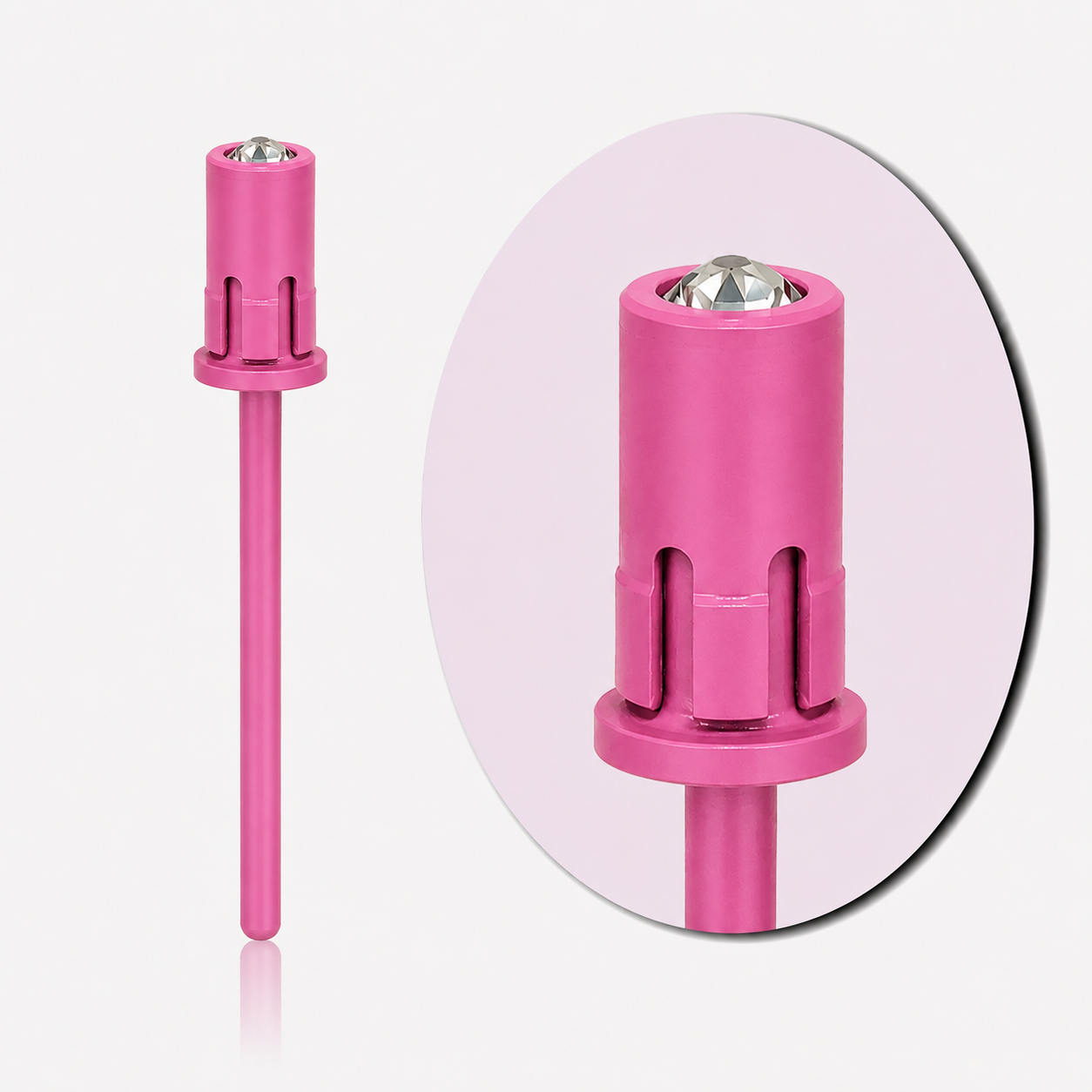 CRYSTAL TOP MANDREL NAIL BIT - HOT PINK