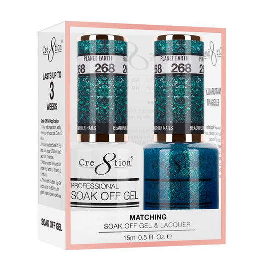 Cre8tion Duo | Matching Color Gel & Nail Lacquer #268 Planet Earth