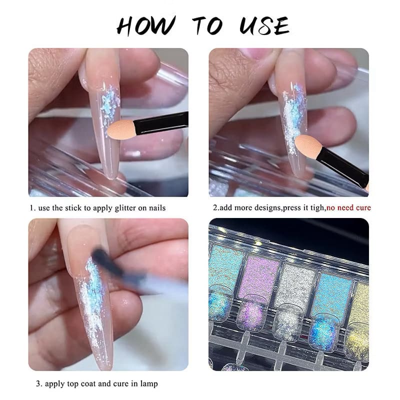 6 Grids Mermaid Glitter Dust Nail Powder