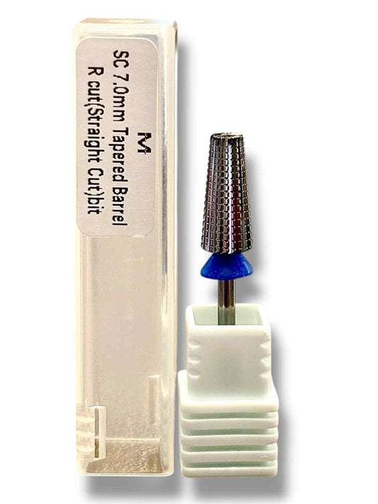 Nail Drill Bit - 7.0mm Tapered Barrel Medium Silver Straight Cut