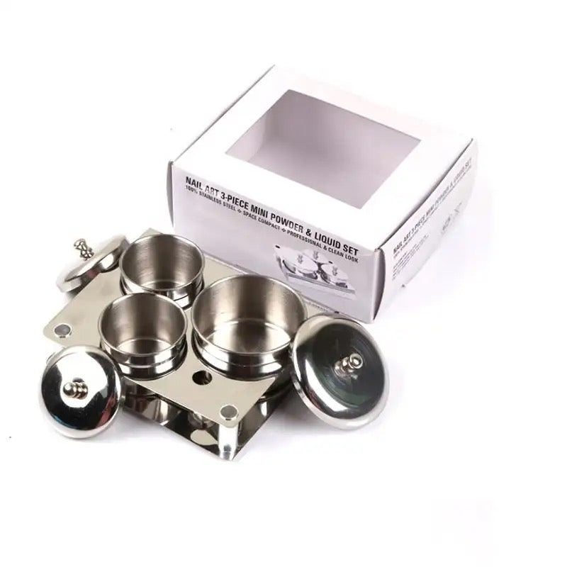 Acrylic Powder & Liquid Holder with Lid ( 3pcs / set )