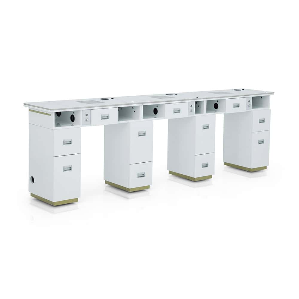Luxury Manicure Table with LED Lighting - TRIPLE TABLE
