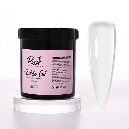 Builder Gel in Pot - CLEAR  - LOW HEAT ( 8oz ) NEW FORMULAR