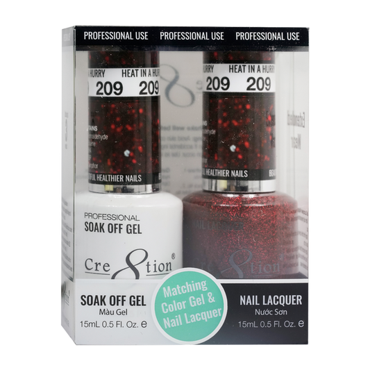 Cre8tion Duo | Matching Color Gel & Nail Lacquer #209 Heat In A Hurry