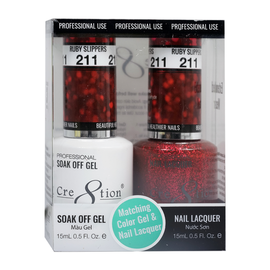 Cre8tion Duo | Matching Color Gel & Nail Lacquer #211 Ruby Slippers