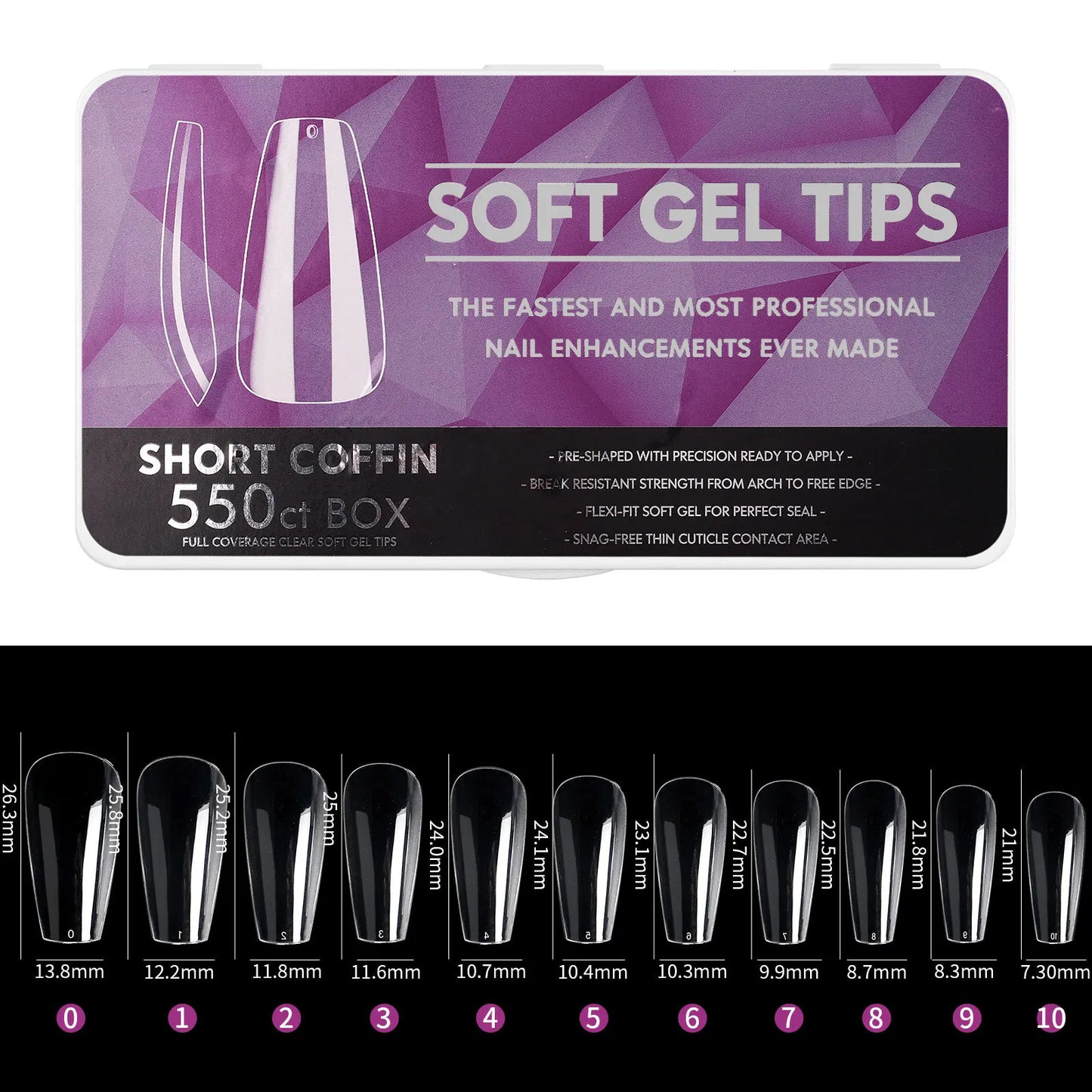 Short Coffin Soft Gel Tips - 550CT