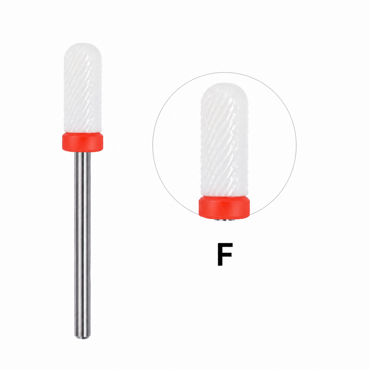 SMALL ROUNDED TOP CERAMIC NAIL BIT - FINE (F)