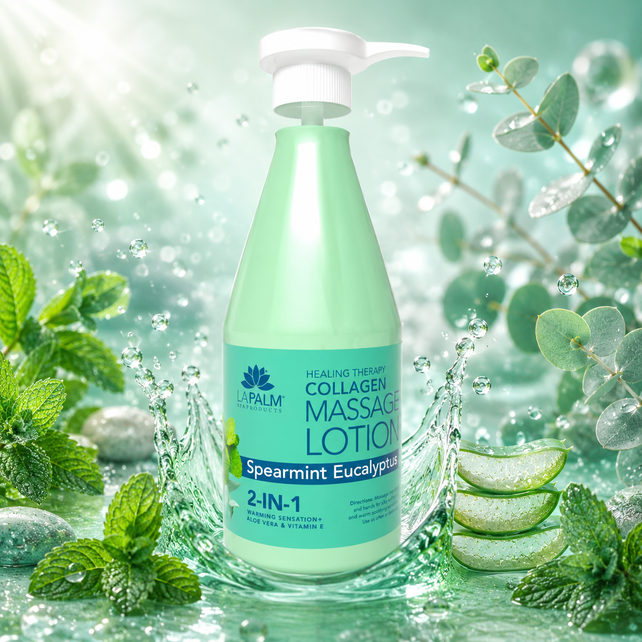 La Palm | Healing Therapy Massage Lotion - SPEARMINT EUCALYPTUS - 24 oz (710ML)