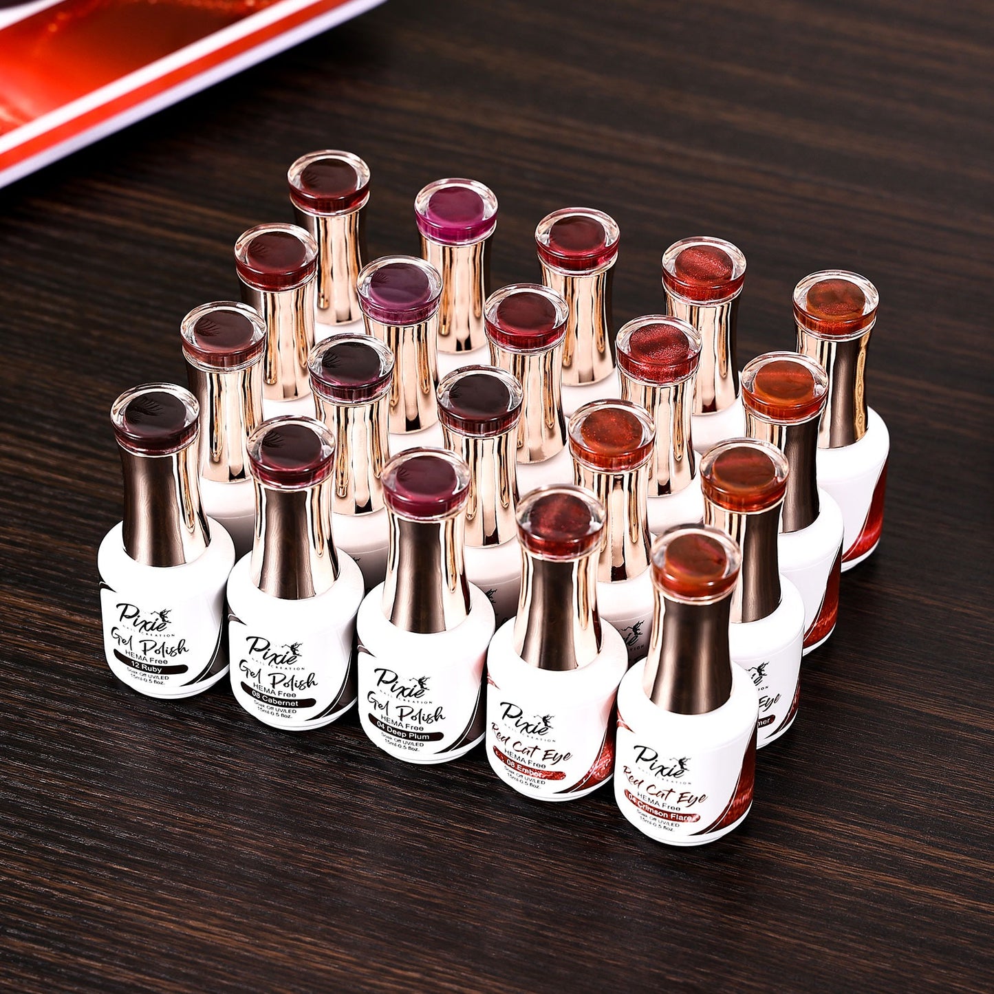 PIXIE | Super Dark Red & Red Cat Eye Gel Collection - 20 colors