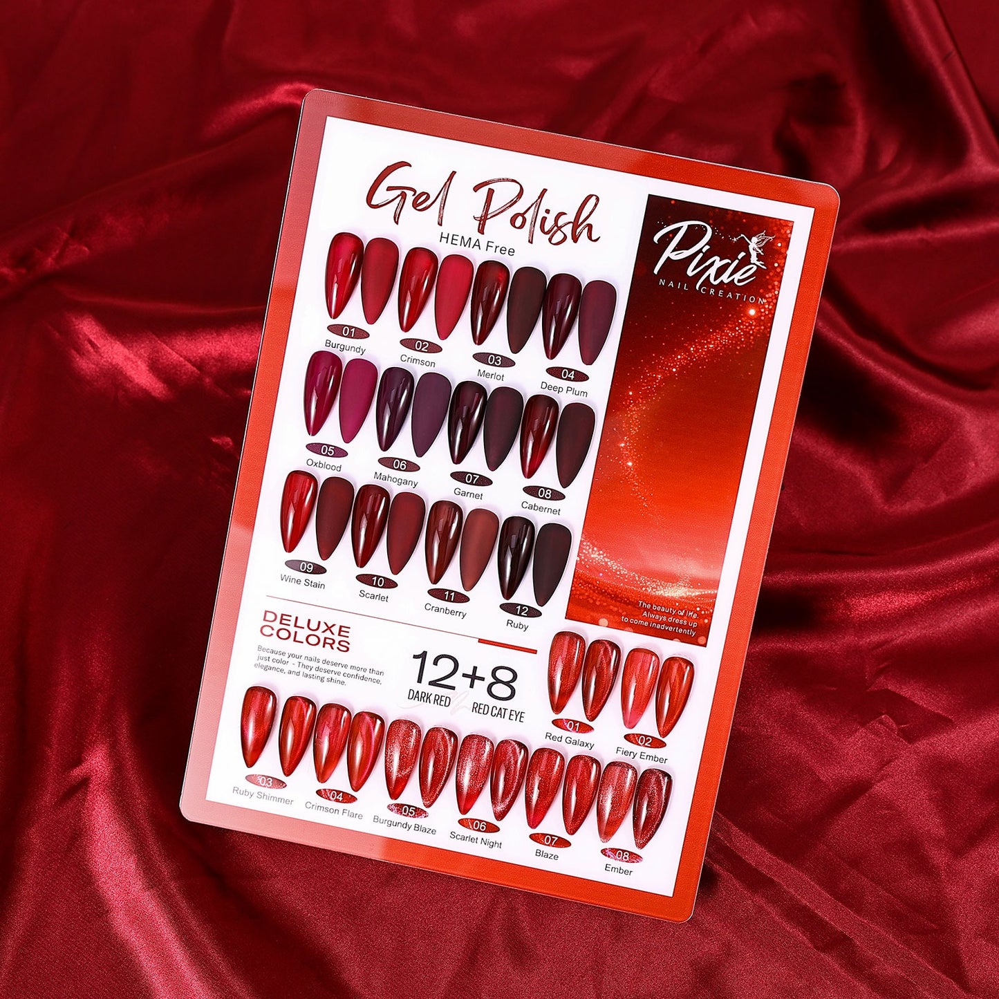 PIXIE | Super Dark Red & Red Cat Eye Gel Collection - 20 colors