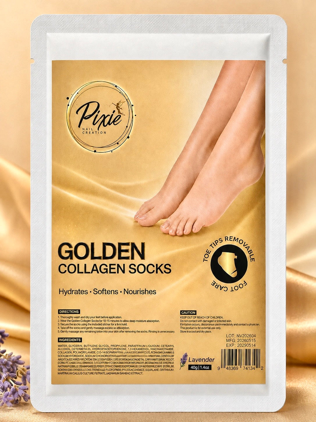PIXIE | GOLDEN COLLAGEN SOCKS - LAVENDER