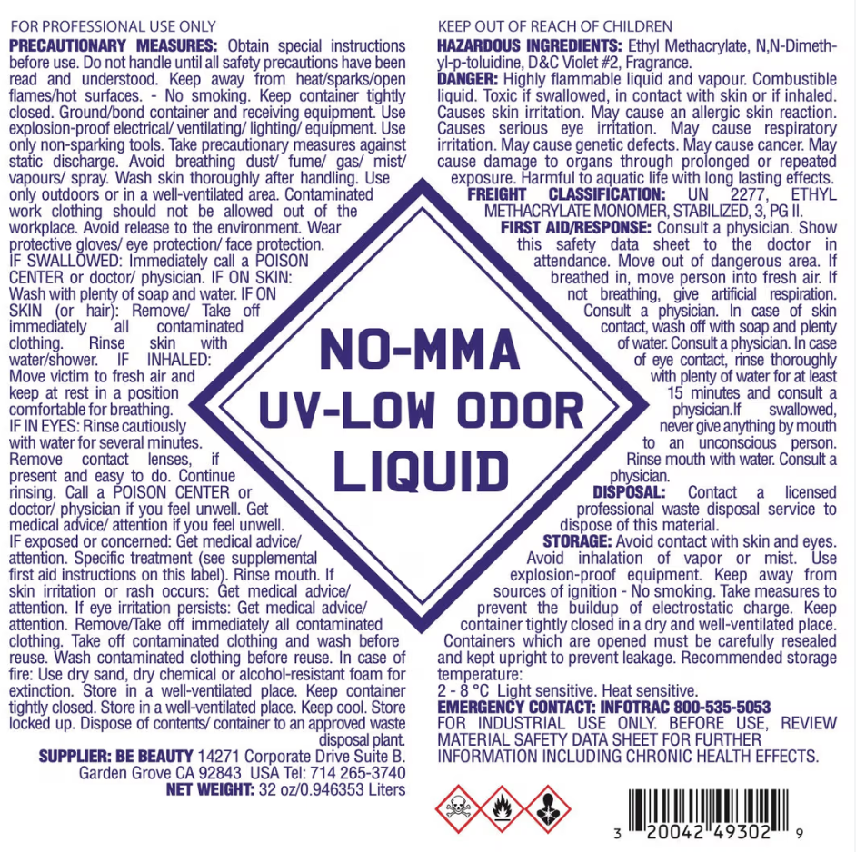 Liquid 302 Uv - Ema Liquid Monomer - 128 OZ