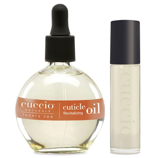 CUCCIO Revitalizing Cuticle Oil - Duo Pack - Vanilla Bean & Sugar 73mL + Roll On Travel Size 10mL