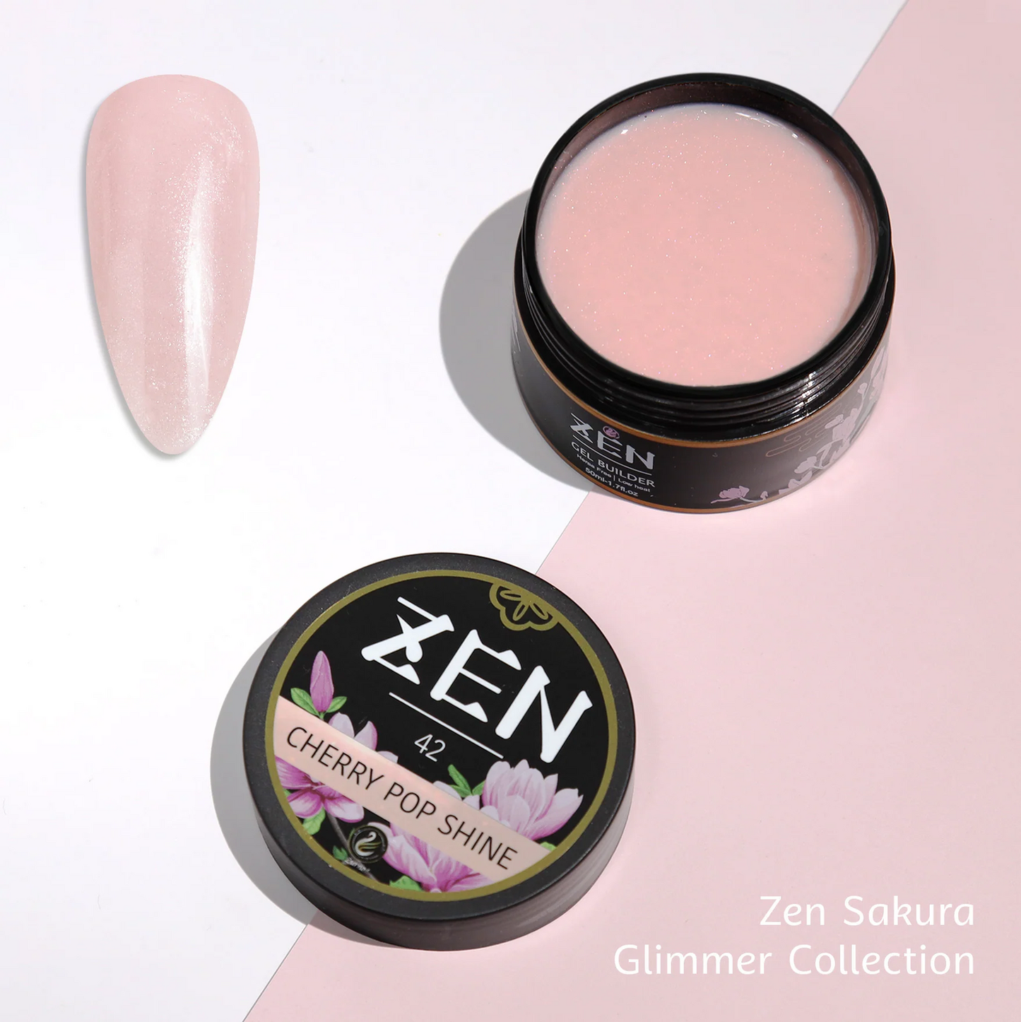 KaZEN| Builder Hard Gel -#42 Cherry Pop Shine - Sakura Glimmer Collection - 50ml