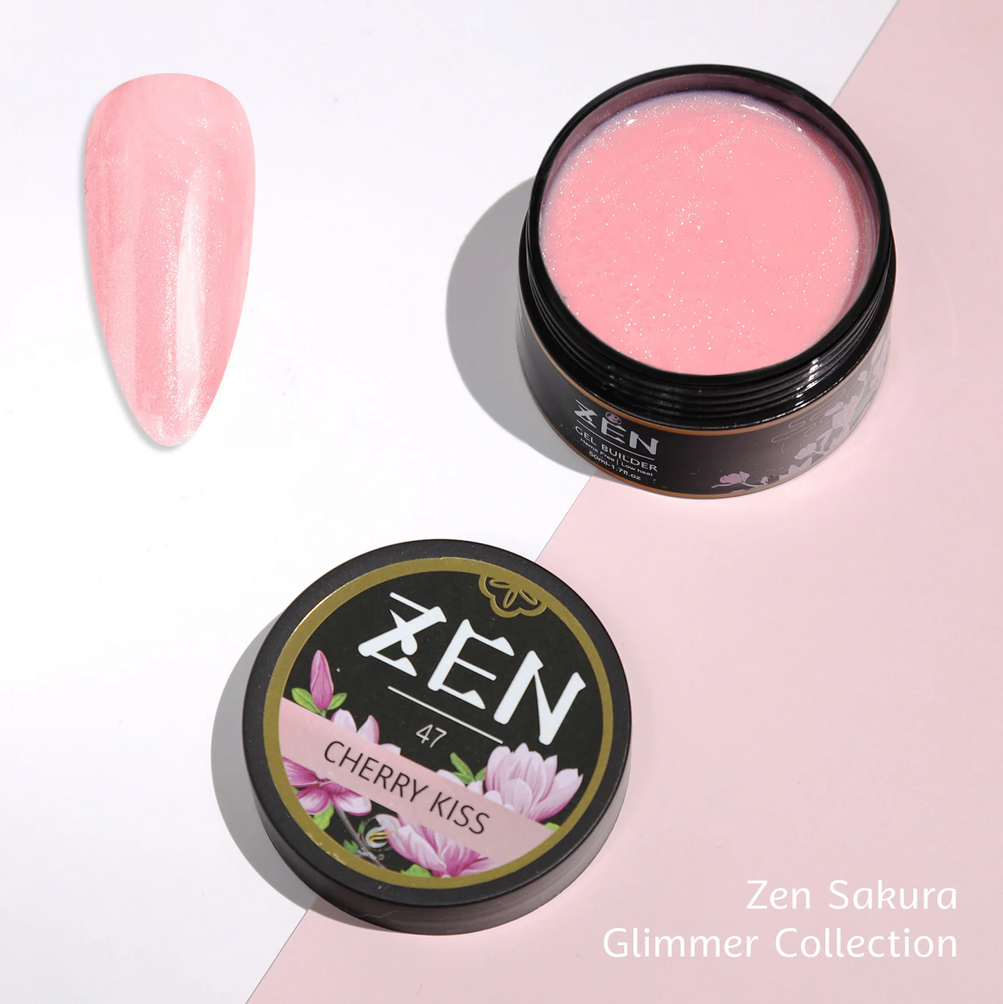 KaZEN| Builder Hard Gel -#47 Cherry Kiss - Sakura Glimmer Collection - 50ml