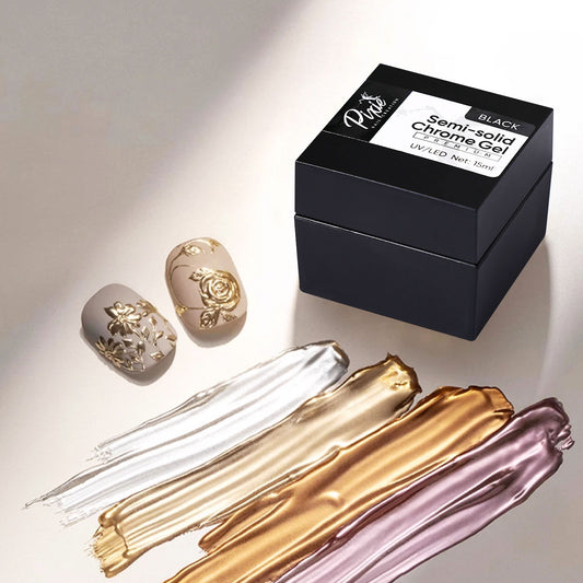 PIXIE |No Wipe Semi - Solid Chrome Gel -BLACK