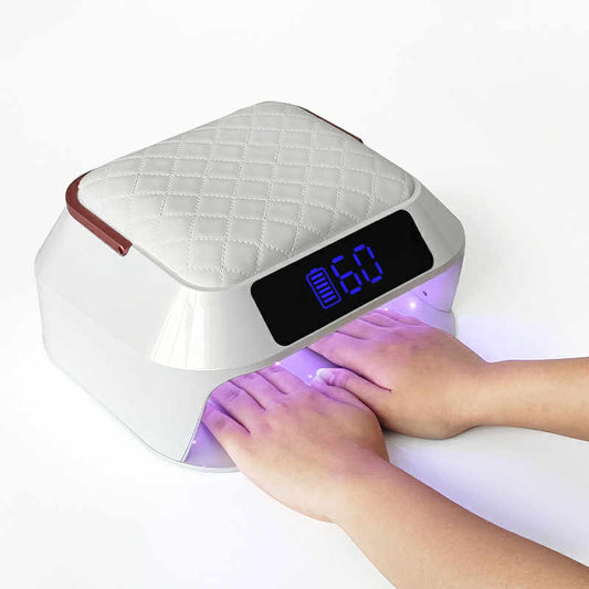 White Hybrid UV/LEDs Nail Lamp with Black Pillow top