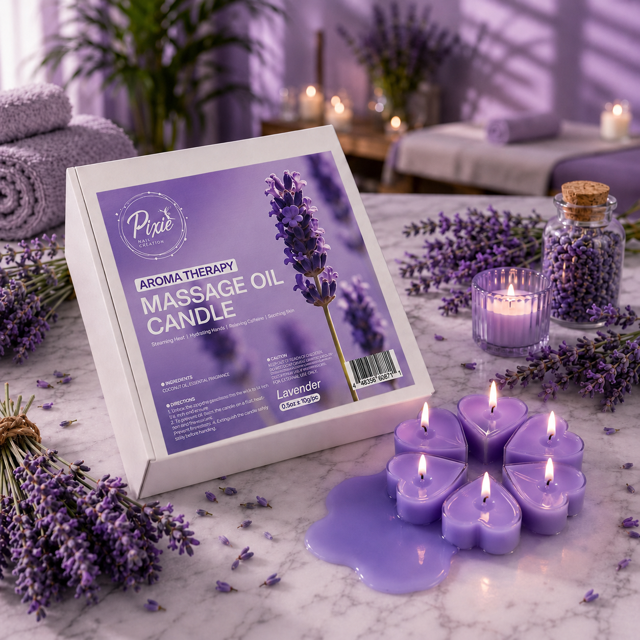 MASSAGE OIL CANDLE - LAVENDER (100pcs/box)