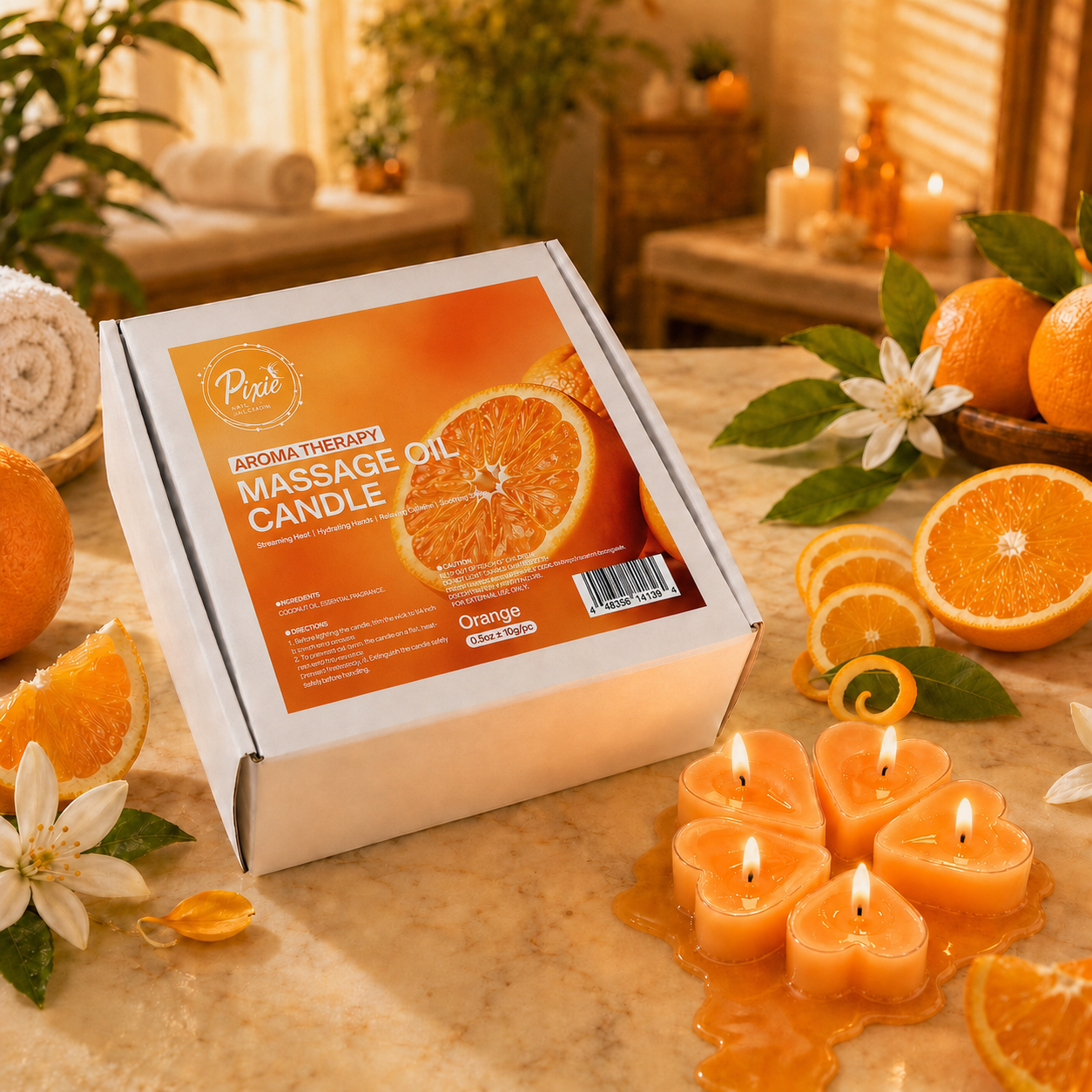 MASSAGE OIL CANDLE - ORANGE (100pcs/box)