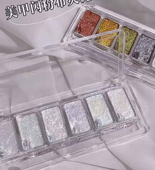 6 Grids Mermaid Glitter Dust Nail Powder