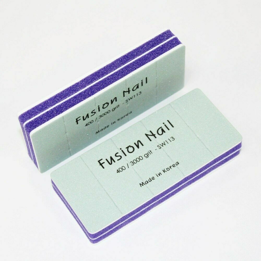 Fusion Nail 2 Sided Shiny Buffer Pre Cut 400/ 3000 Grit - Made in Korea