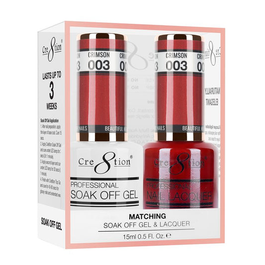 Cre8tion Duo | Matching Color Gel & Nail Lacquer #003 Crimson