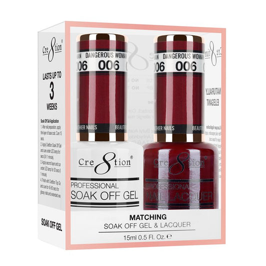 Cre8tion Duo | Matching Color Gel & Nail Lacquer #006 Dangerous Woman