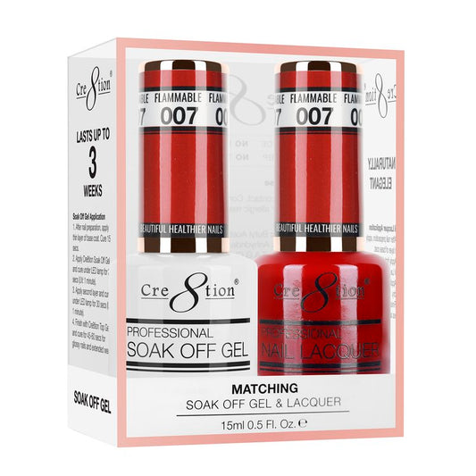 Cre8tion Duo | Matching Color Gel & Nail Lacquer #007 Flammable