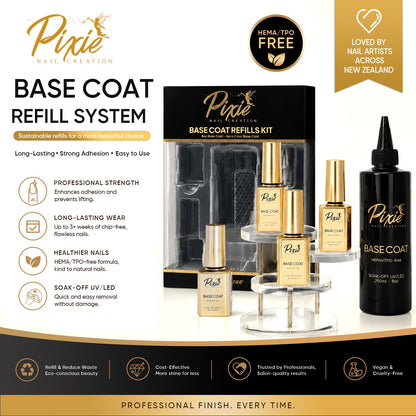 PIXIE | BASE COAT REFILLS BUNDLE - 250ml +  FREE 4x15ml(HEMA/TPO-free)