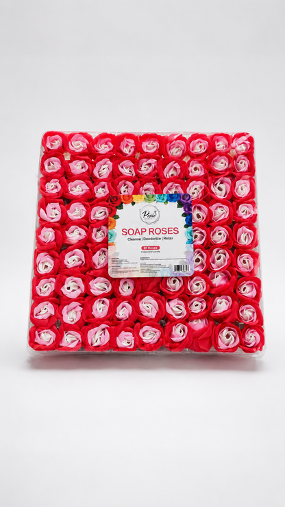 Manicure Pedicure Bath Soap Rose Flower Nail Hand & Feet - Multi Red - 81pcs