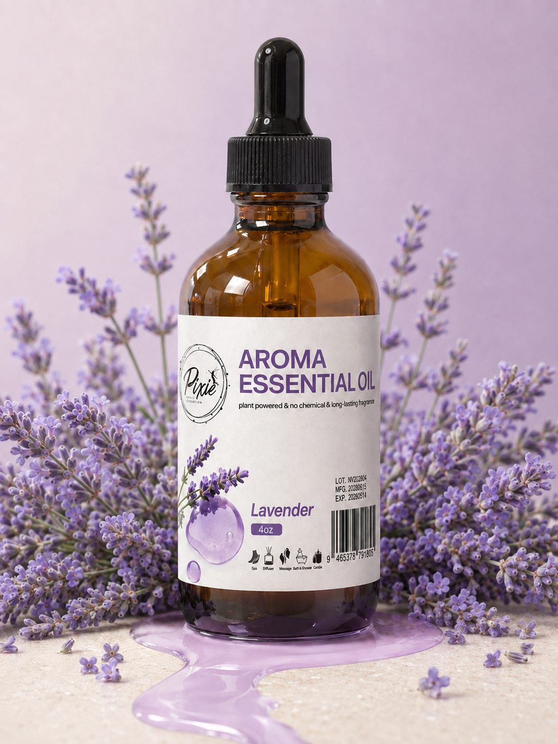 PIXIE | PREMIUM AROMA ESSENTIAL OIL FOR LUXURY PEDICURE - LAVENDER - 4OZ