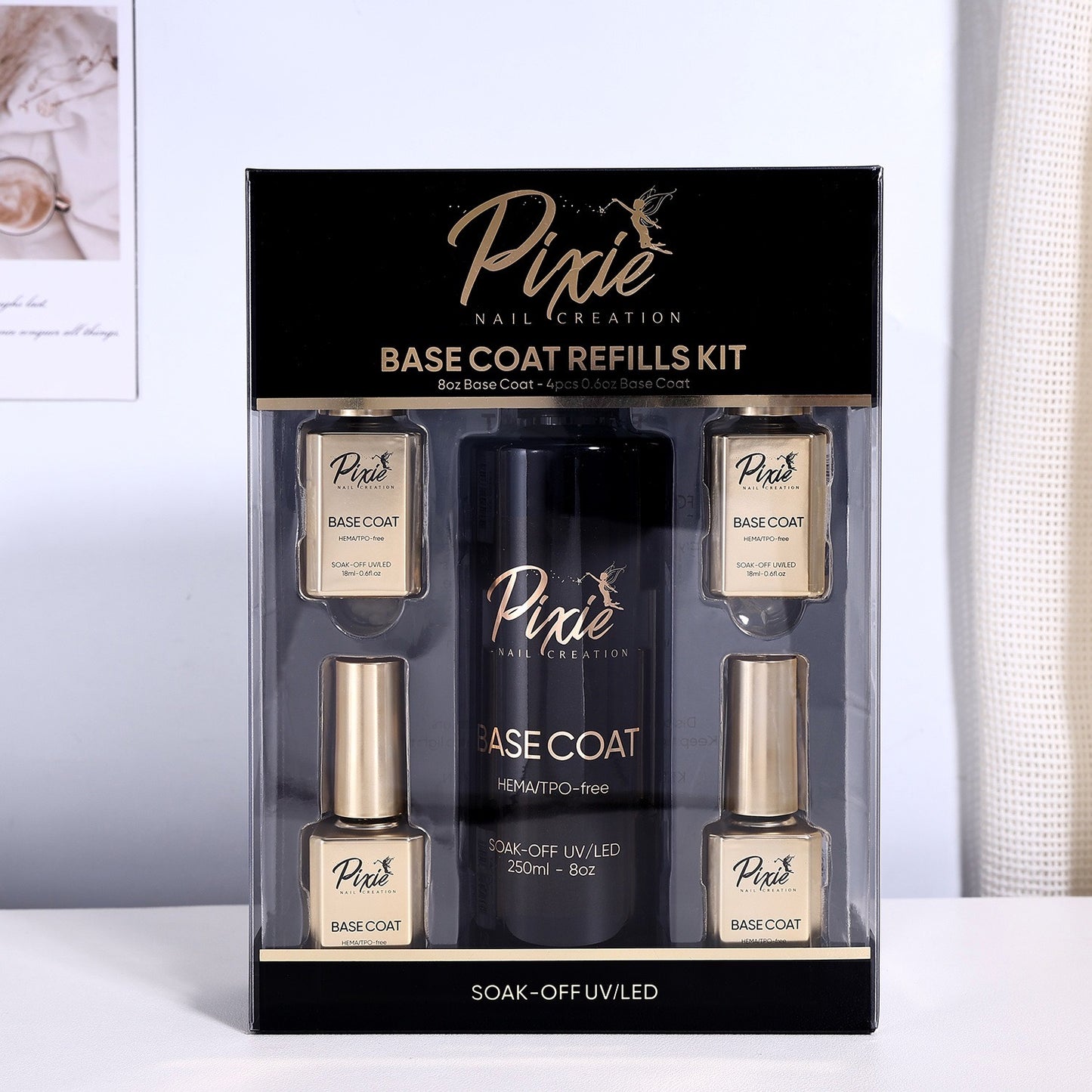 PIXIE | BASE COAT REFILLS BUNDLE - 250ml +  FREE 4x15ml(HEMA/TPO-free)