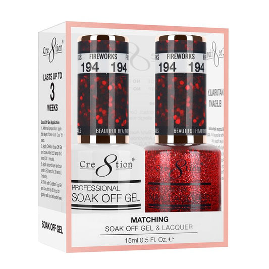 Cre8tion Duo | Matching Color Gel & Nail Lacquer #194 Fireworks