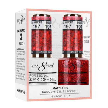 Cre8tion Duo | Matching Color Gel & Nail Lacquer #197 Blood Diamond