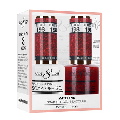 Cre8tion Duo | Matching Color Gel & Nail Lacquer #198 Red Rose