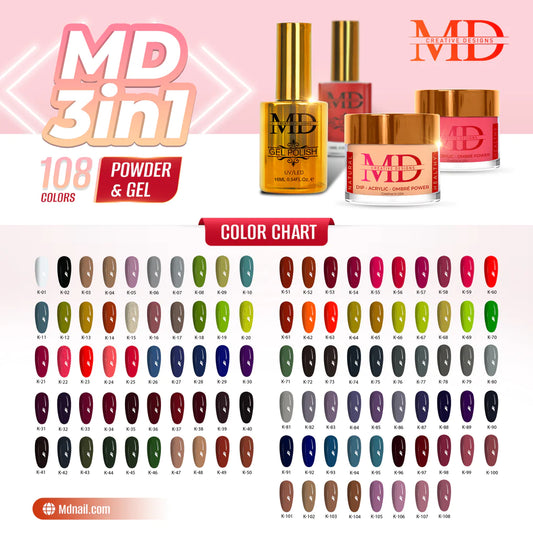 MD CREATIVE - 3in1 Powder & Gel - Normal polish (108 colors)