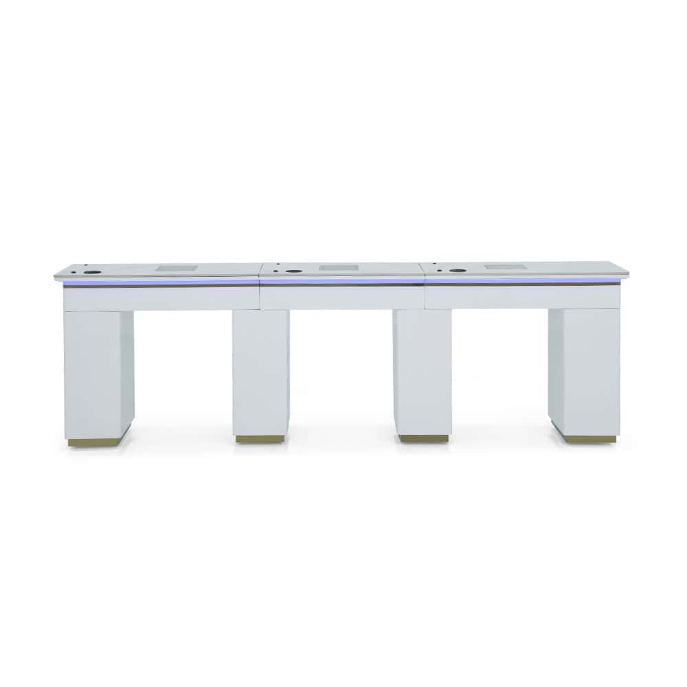 Luxury Manicure Table with LED Lighting - TRIPLE TABLE