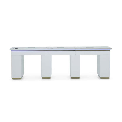 Luxury Manicure Table with LED Lighting - TRIPLE TABLE
