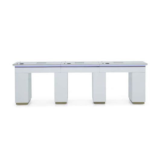 Luxury Manicure Table with LED Lighting - TRIPLE TABLE
