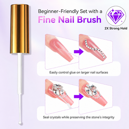 Non Wipe Diamond Glue Gel with Liner Brush UV/Led 15ml