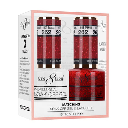 Cre8tion Duo | Matching Color Gel & Nail Lacquer #262 Hot Tamale