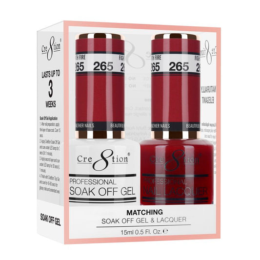 Cre8tion Duo | Matching Color Gel & Nail Lacquer #265 Fight Fire