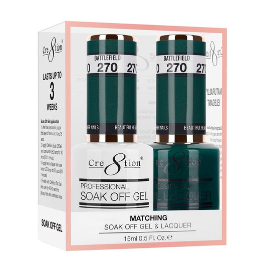 Cre8tion Duo | Matching Color Gel & Nail Lacquer #270 BattleField