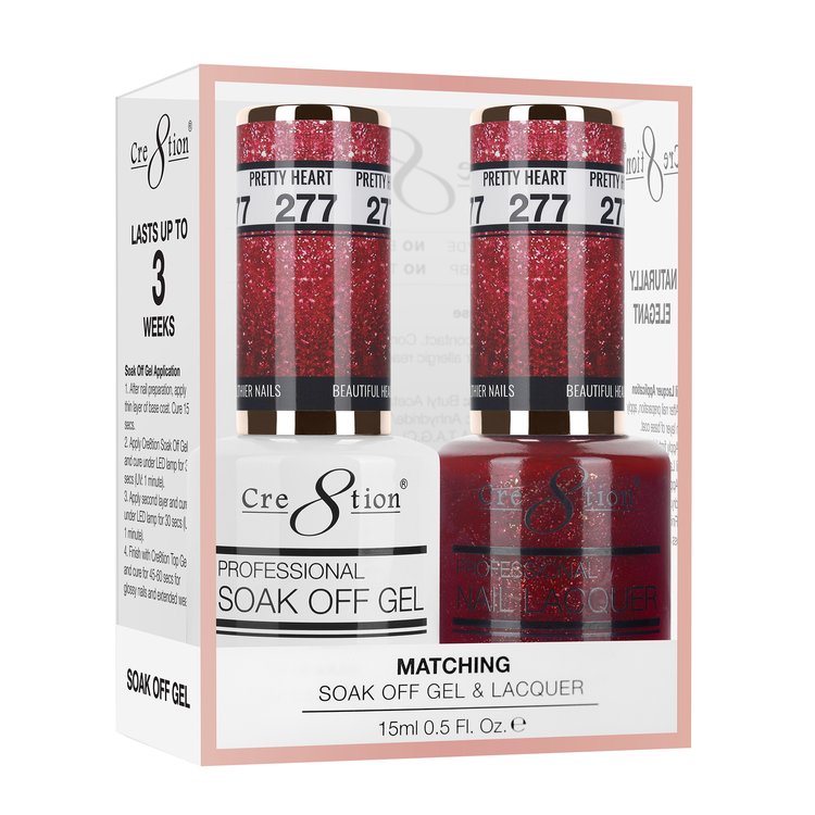 Cre8tion Duo | Matching Color Gel & Nail Lacquer #277 Pretty Heart