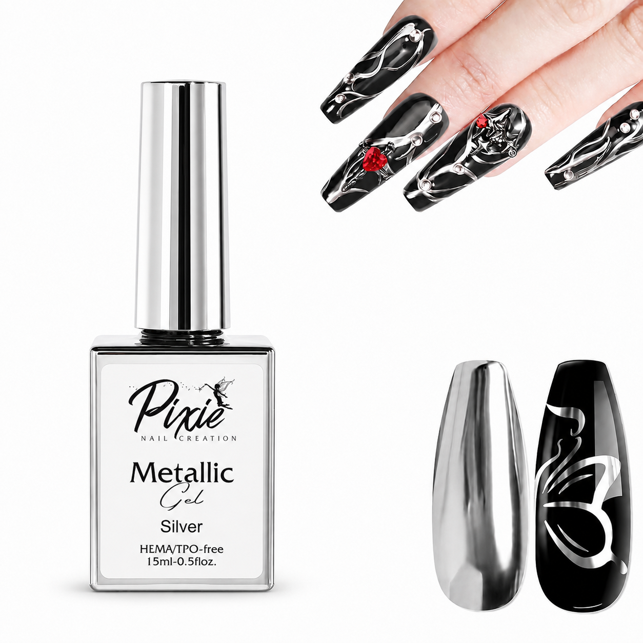 PIXIE | SILVER METALLIC GEL HEMA/TPO-free - 15ml